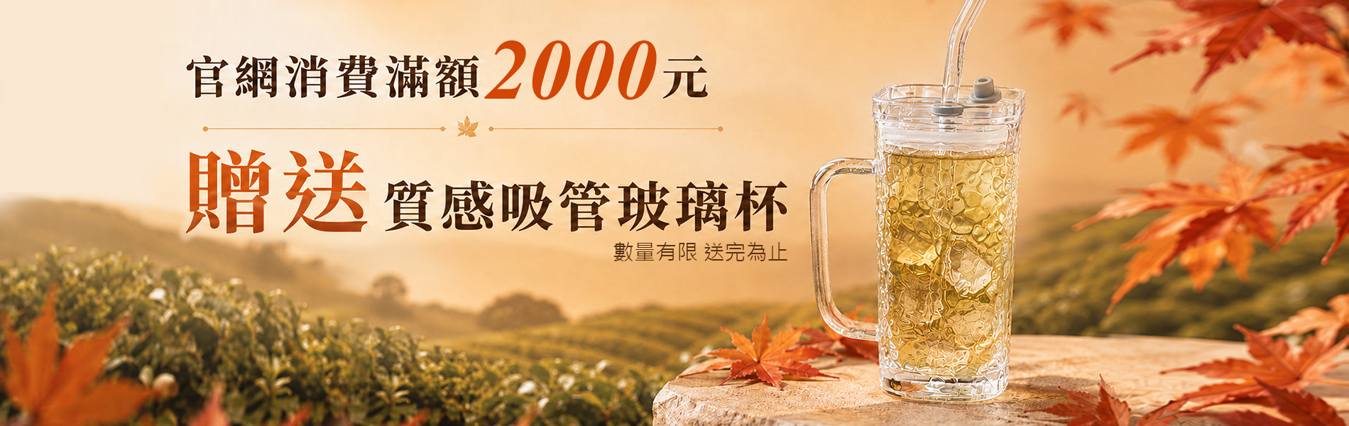 消費滿額2000元贈送吸管玻璃杯